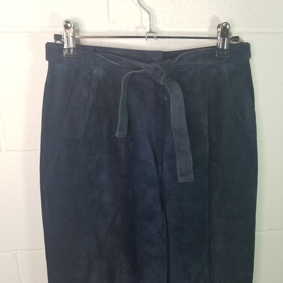 Vtg 80s blue suede trousers pants - Picture 11 of 13